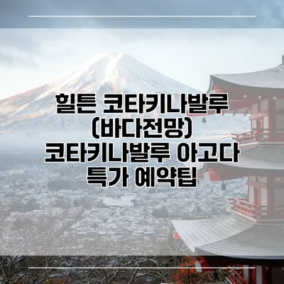 힐튼 코타키나발루 (바다전망) 코타키나발루 아고다 특가 예약팁