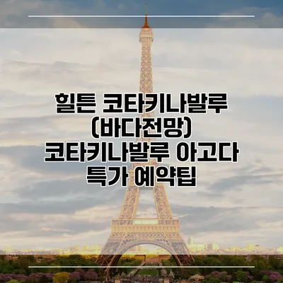 힐튼 코타키나발루 (바다전망) 코타키나발루 아고다 특가 예약팁