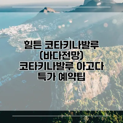 힐튼 코타키나발루 (바다전망) 코타키나발루 아고다 특가 예약팁